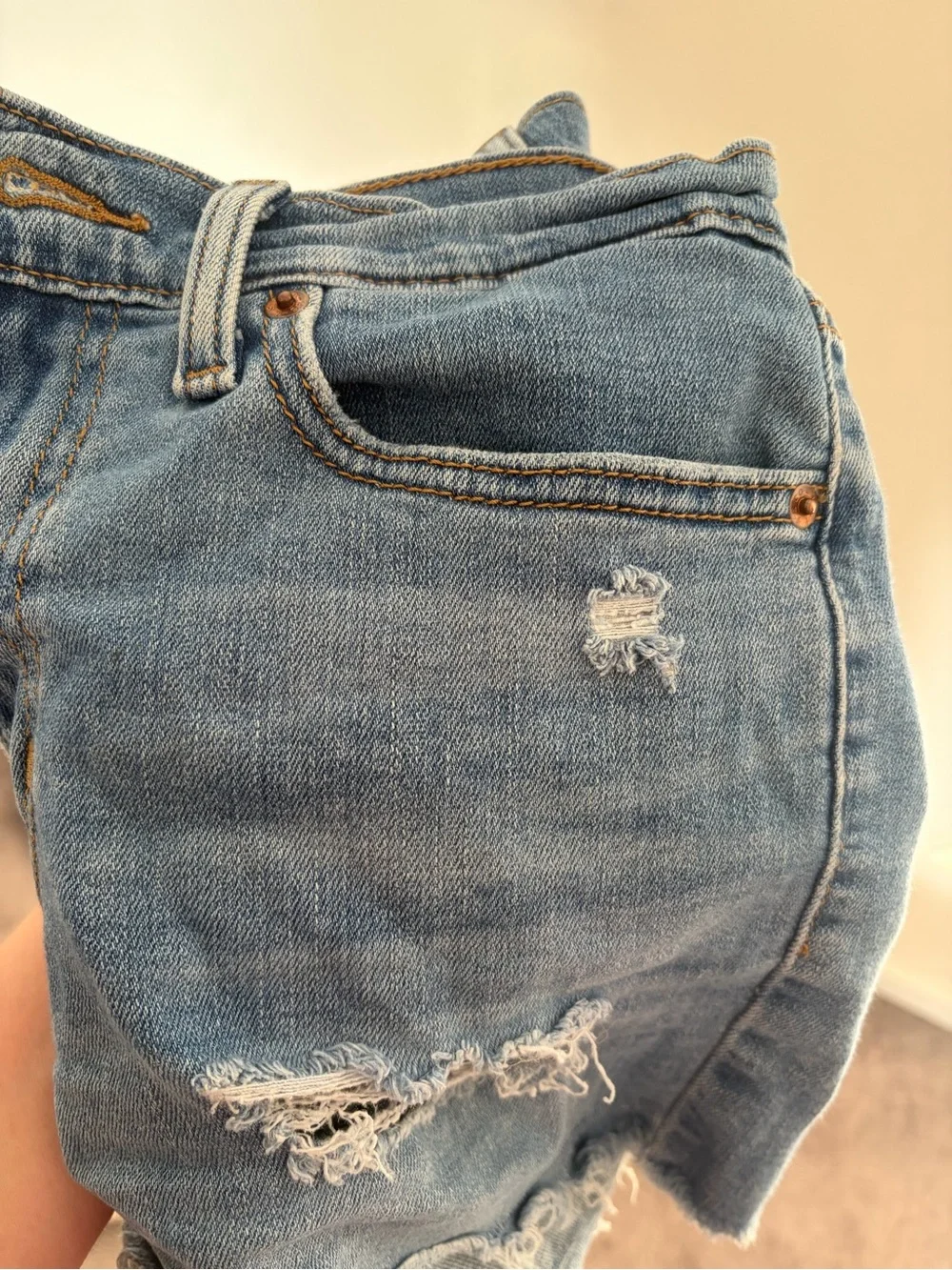 Levi Light Blue Distressed Women's Denim Shorts